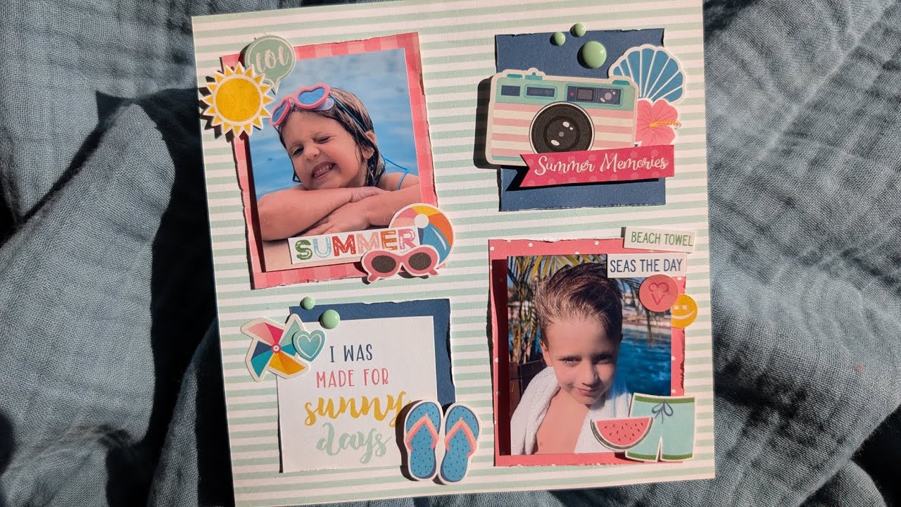 Summer memories,6 × 6 layout using Echo park collections #layout #scrap #echoparkpaper #scrapbooking
