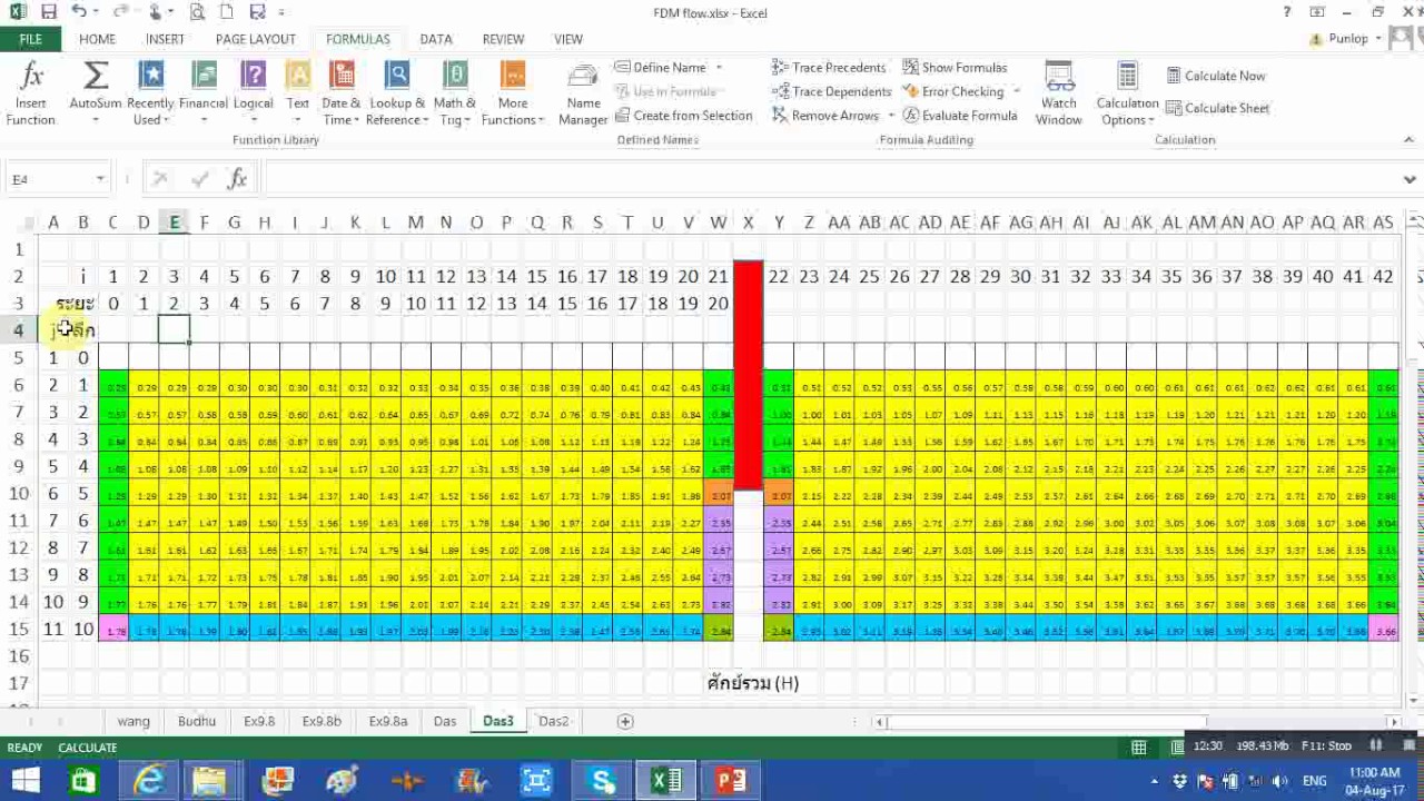 Excel ปฐพีกลศาสตร์ คำนวณ Groundwater Flow ด้วยวิธี Finite Difference