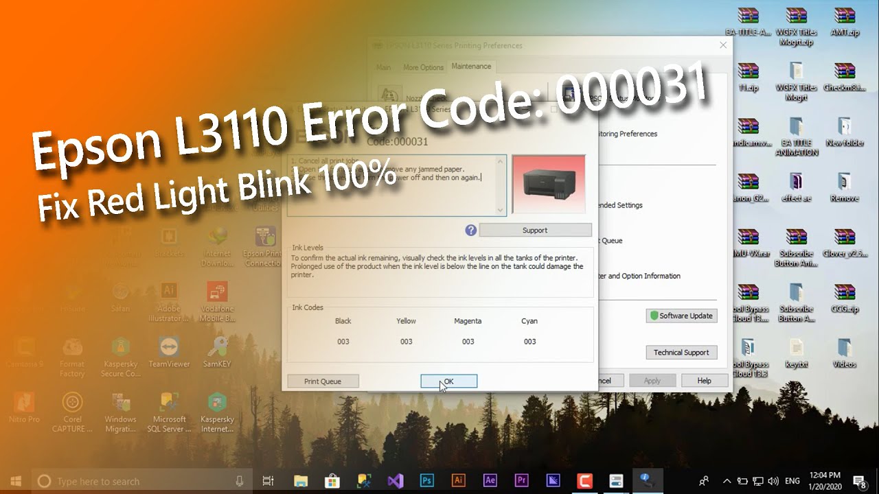 Epson L3110 Error Code 000031 100%