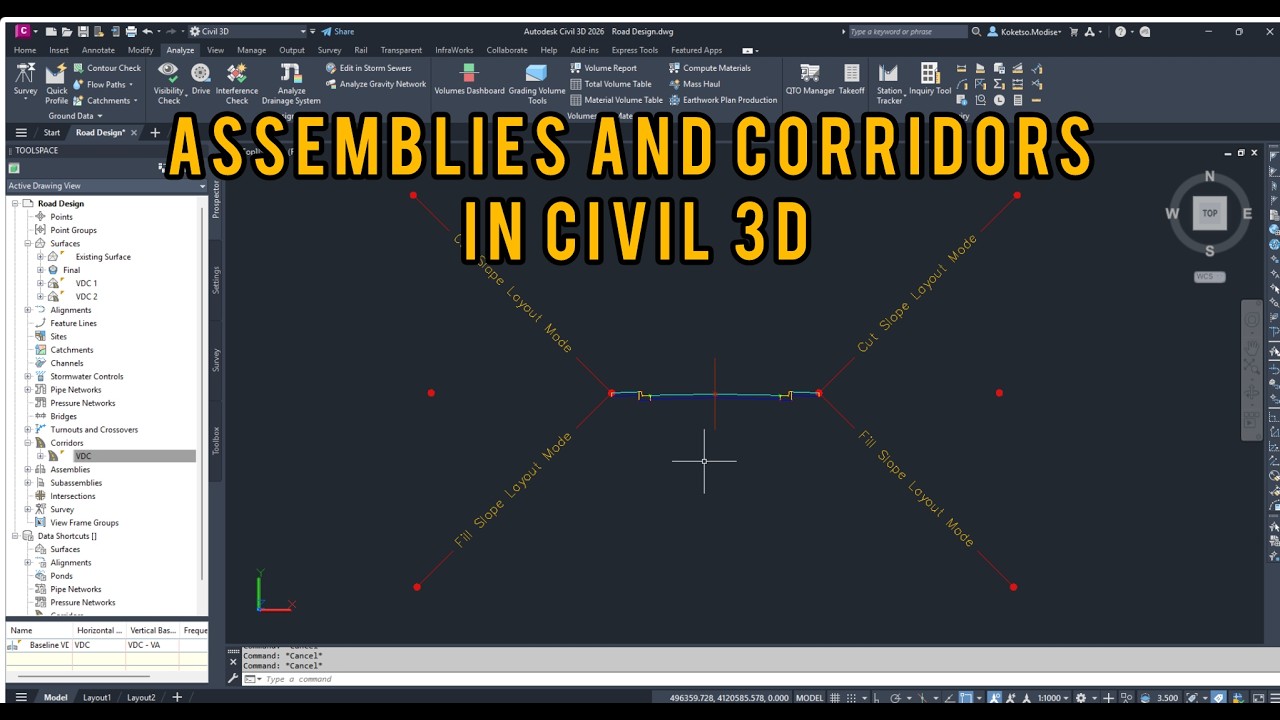 Сборочные узлы и коридоры в Civil 3D