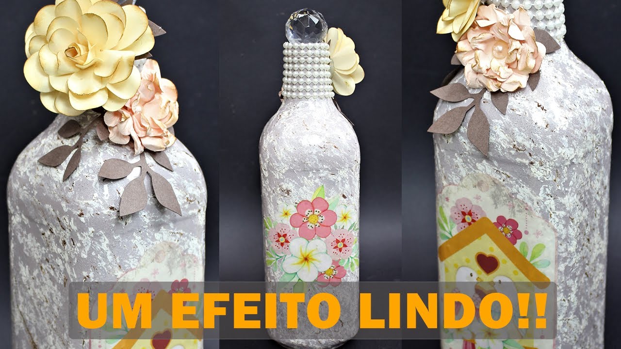 Efeito MÁRMORE na Garrafa  -  ARTESANATO