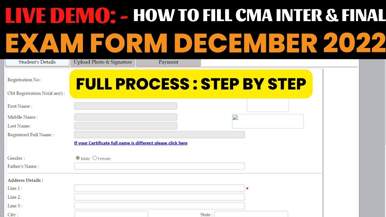 Live Demo :- How To Fill CMA Inter & CMA Final December 2022 Exam Form | Full Process Step by step