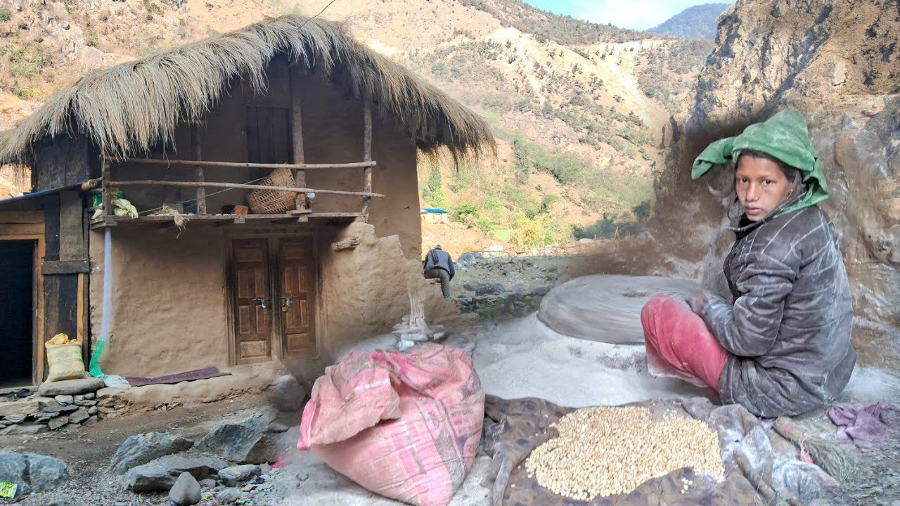 Daily lifestyle of Nepali Mountain Village people |Traditional water mill in nepal |TheVillageNepal