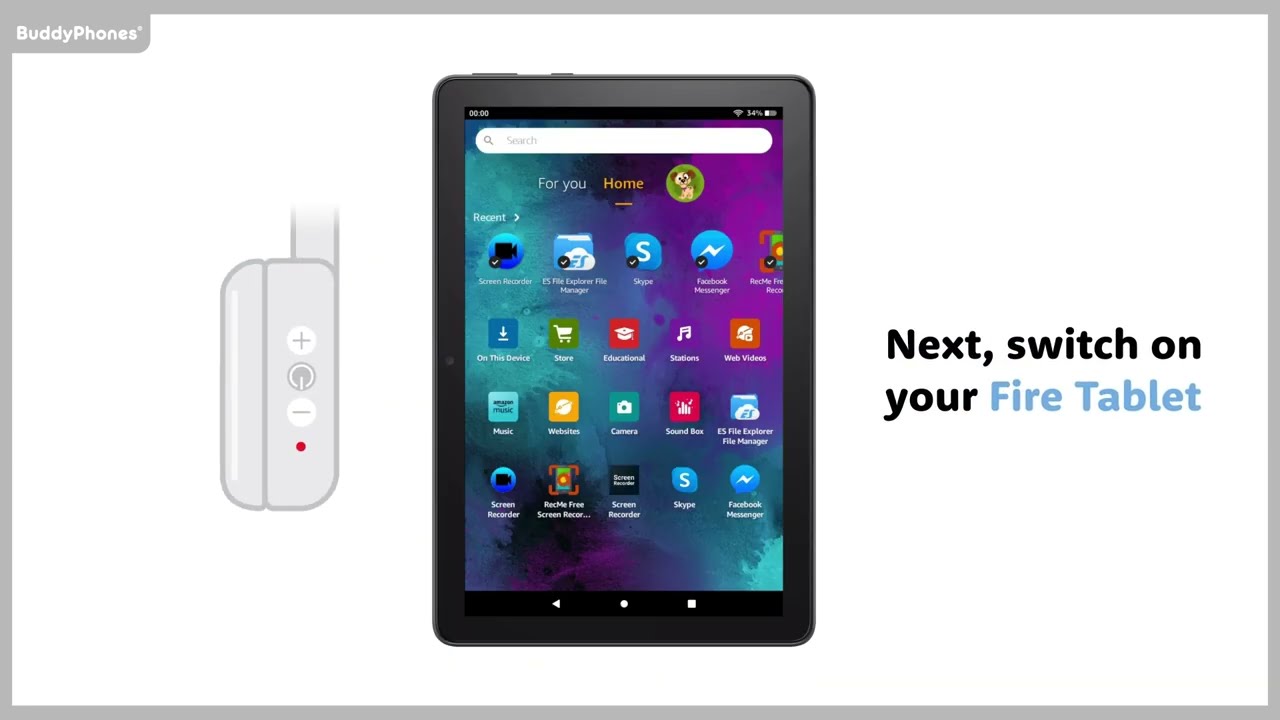 How to pair an Amazon Fire Tablet with BuddyPhones Bluetooth Headphones in Child Profile