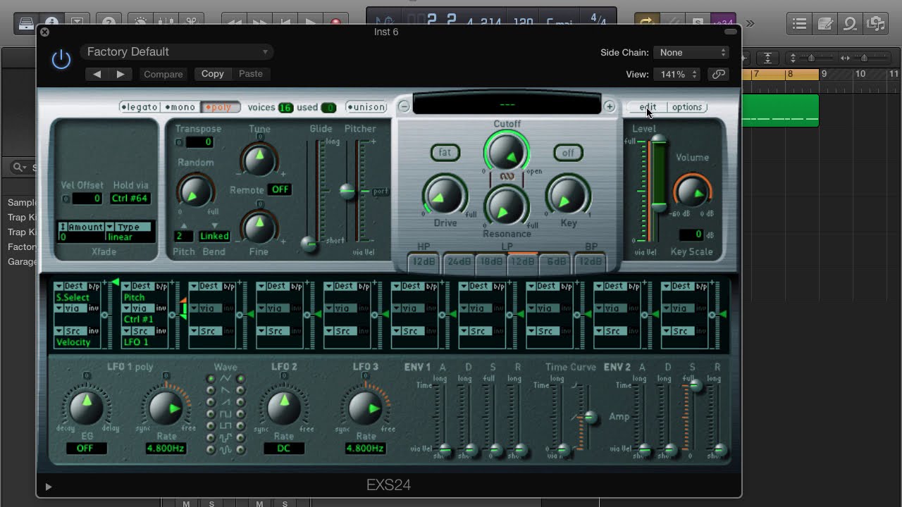 Как использовать сэмплер EXS24 в Logic Pro X