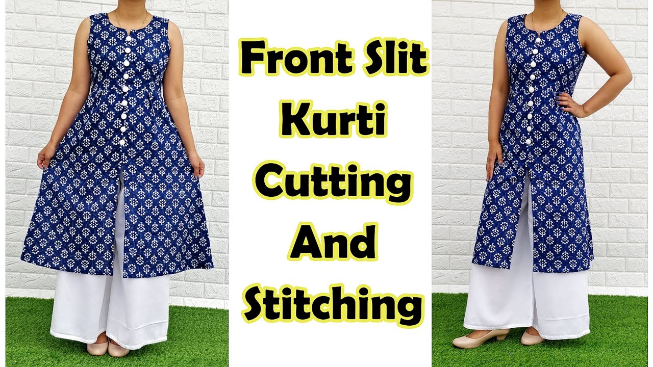 Front Slit Kurti&nbsp;Cutting&nbsp;And&nbsp;Stitching | English&nbsp;Subtitles | Stitch&nbsp;By&nbsp;Stitch