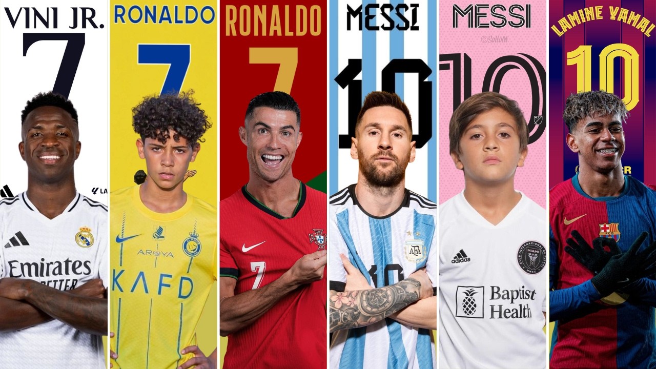 Comparison Ronaldo vs Messi vs Yamal vs Vinícius vs Ronaldo Jr vs Thiago Messi  7 vs 10