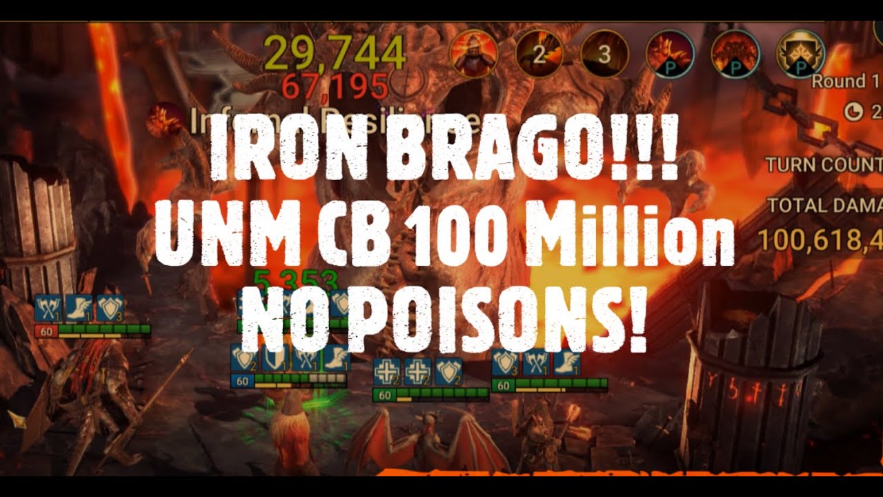 Ultra-Nightmare 2:1 Raid Shadow Legends team featuring Iron Brago...100 Million+ damage NO Poison!