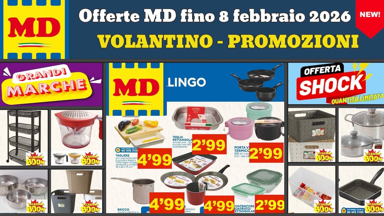 volantino MD fino 8 febbraio 2026 ✅ Offerte Quantità limitata 🔥 Promozioni casa utensili cucina