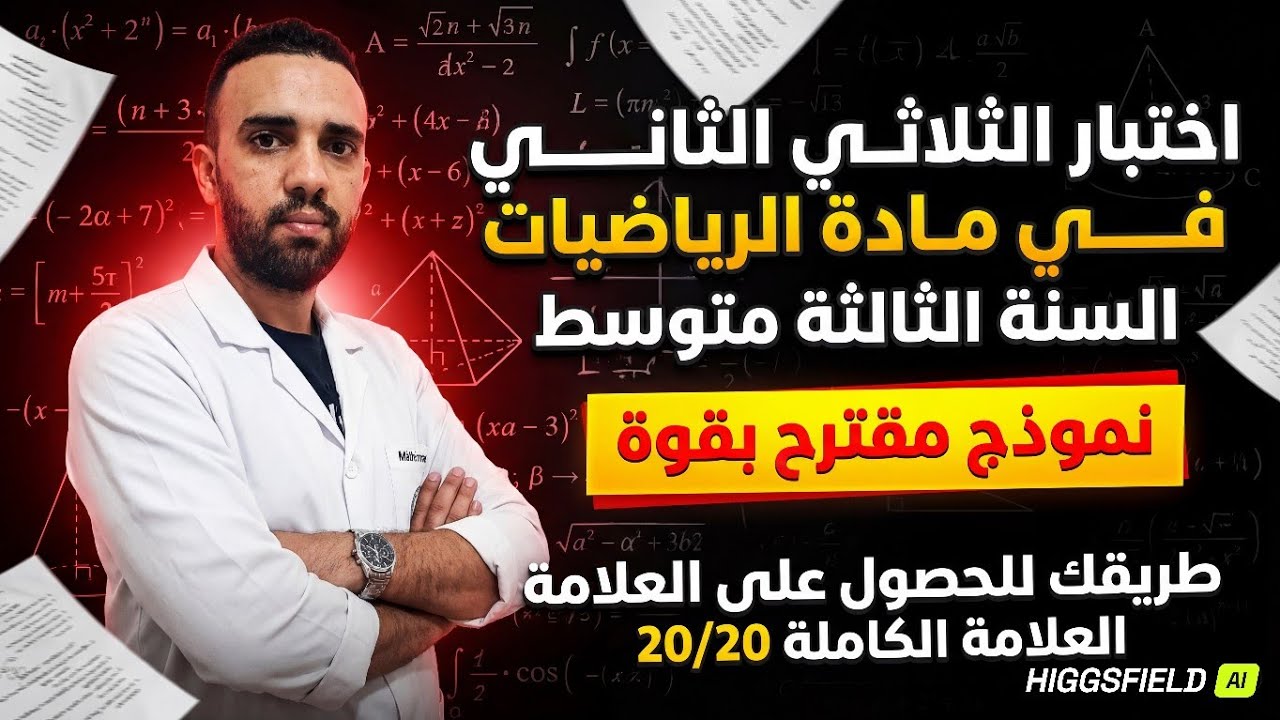 إختبار الثلاثي الثاني في مادة الرياضيات للسنة الثالثة متوسط