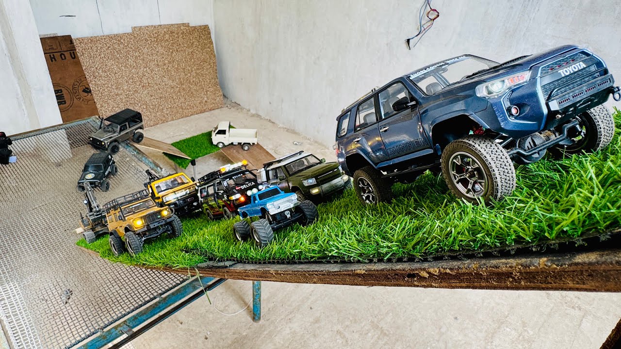 Rc Cars obstacle test, ￼Toyota Fortuner, Jeep Wrangler, Land Rover Defender, Range Rover Sport, 
