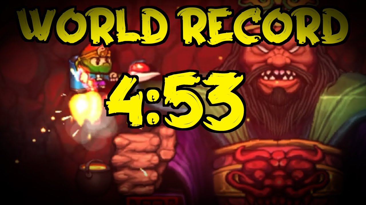 Spelunky No Teleporter Haunted Max Hell% Speedrun 4:53 (+Reaction!)