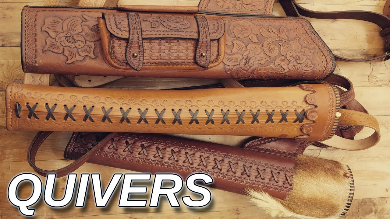 Leather Quivers for Longbow archers arrows, shoulder and back quivers