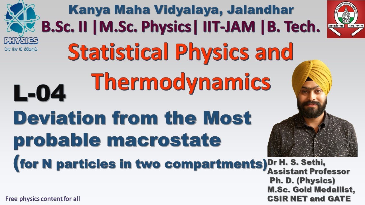 L 4 Statistical Physics and Thermodynamics | Deviation from the Most Probable Macrostate | B.Sc.