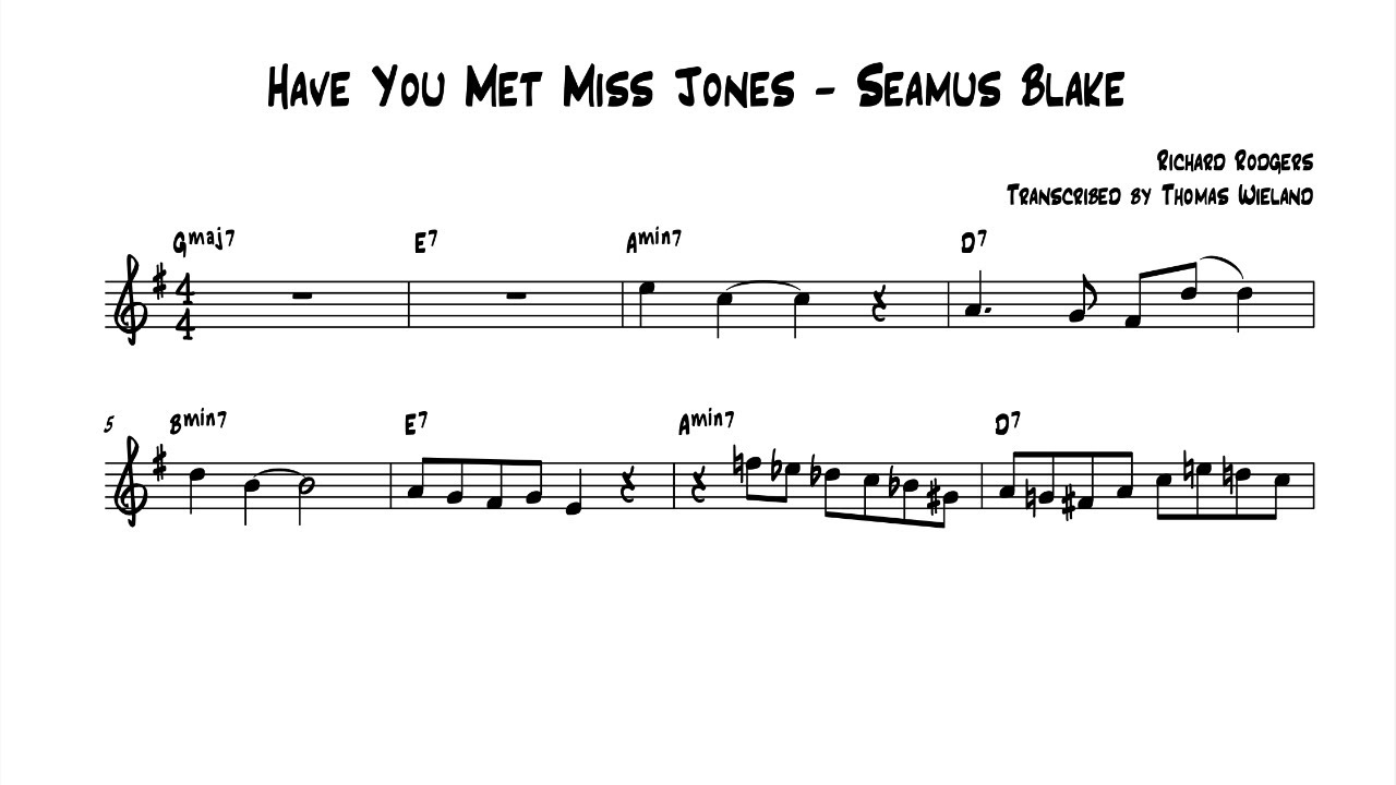Have You Met Miss Jones - Seamus Blake (Bb Solo Transcription)