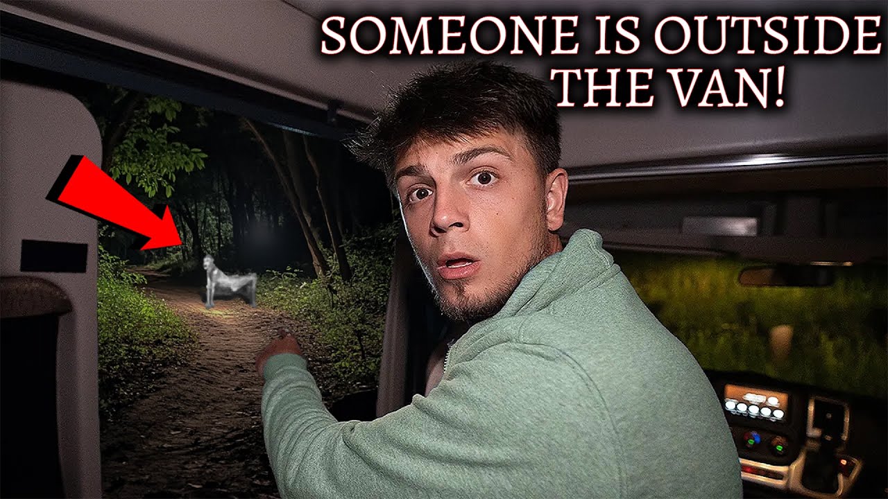 TERRIFYING CAMPING IN MY VAN AT HAUNTED SKINWALKER FOREST - SOMEONE WAS OUTSIDE THE VAN! VERY SCARY