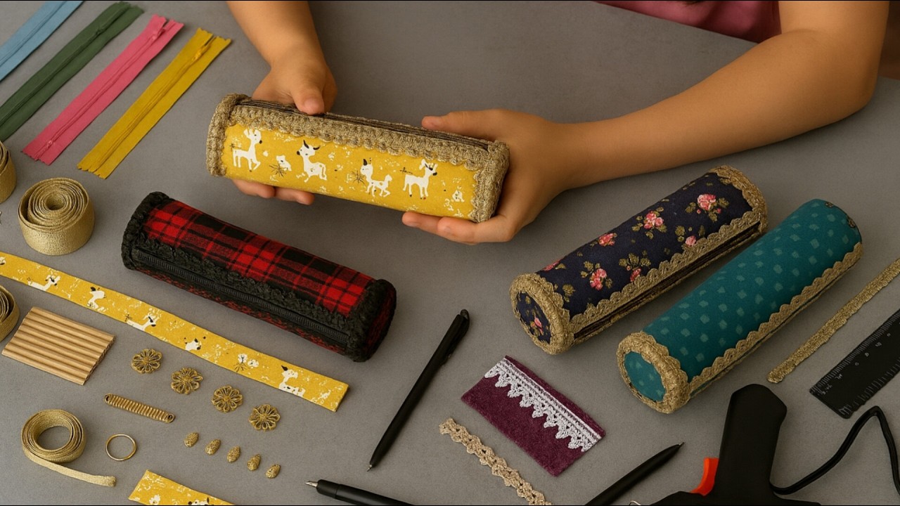 ✨ DIY Fabric Pencil Case Tutorial | Easy Craft Ideas for All Fabrics 🧵🎨💡