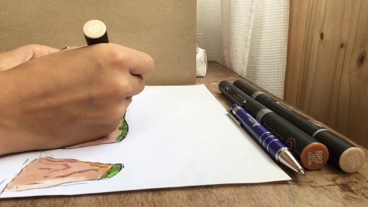 dessin du Rocher Percé avec mes crayons CHAMELEON