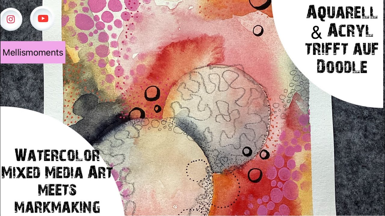 Kreativ Art mit Aquarell, Acryl und Kritzeln- Creative with Mixed Media Art