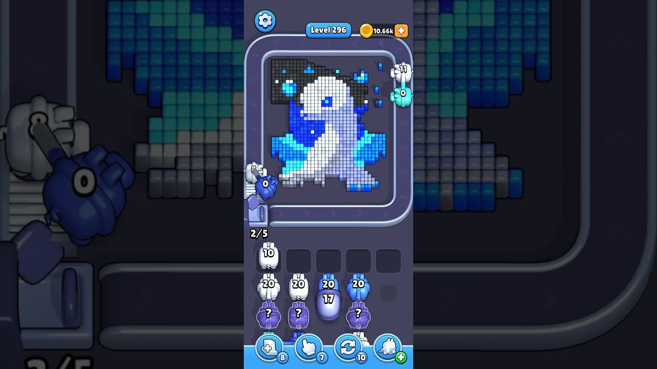 Level 296 blue seal pixel puzzle challenge! #pixelflow #level296 subscribe! 