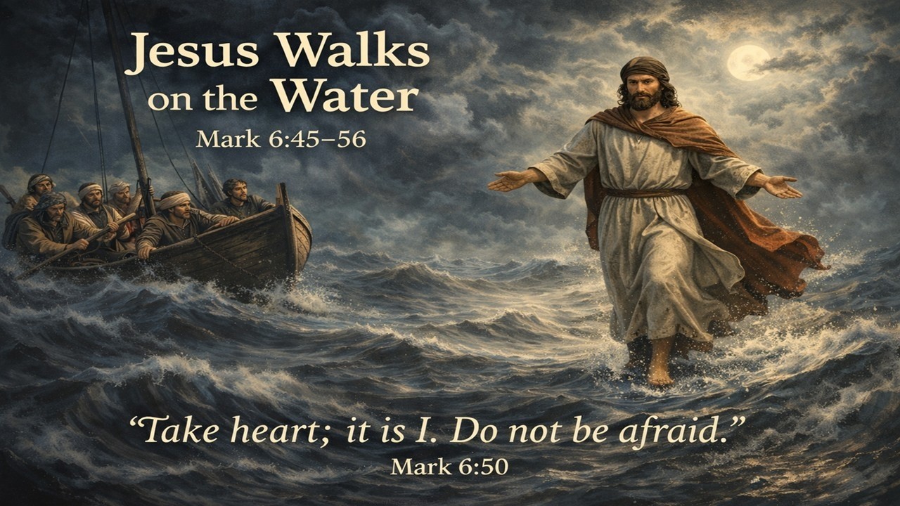 Mark 6:45–56 — “Take Heart; It Is I” (Jesus Walks on the Water)