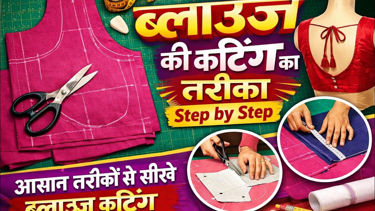  चार टेकिंग वाले ब्लाउज की पर्फेक्ट तरीके से कटिंग। For tucks  blouse ki cutting #viral #fashion 