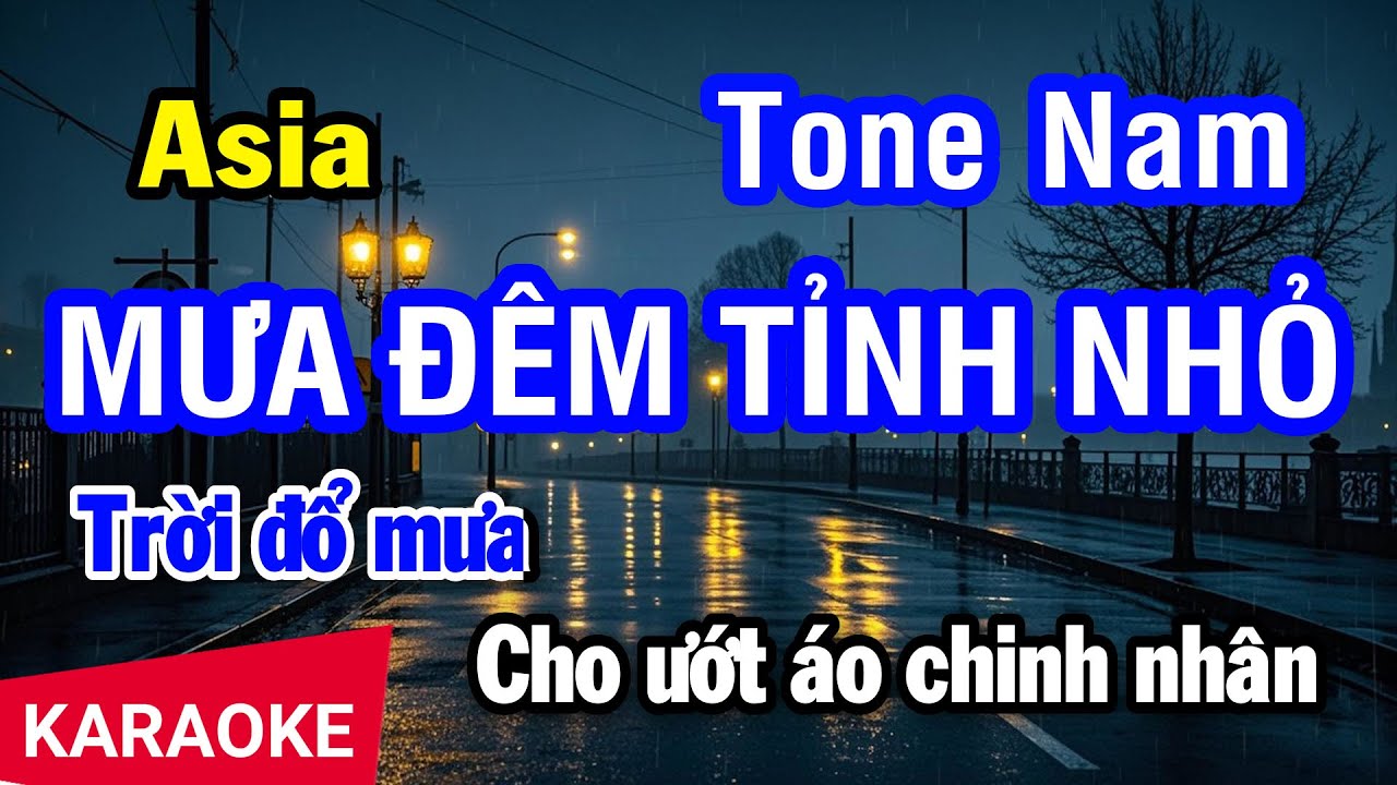 Karaoke Mưa Đêm Tỉnh Nhỏ (Lời Gốc) - Tone Nam (Asia)