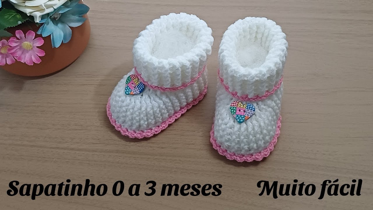 LINDO E FÁCIL SAPATINHO DE CROCHÊ PARA BEBÊ - 0 A 3 MESES - PASSO A PASSO