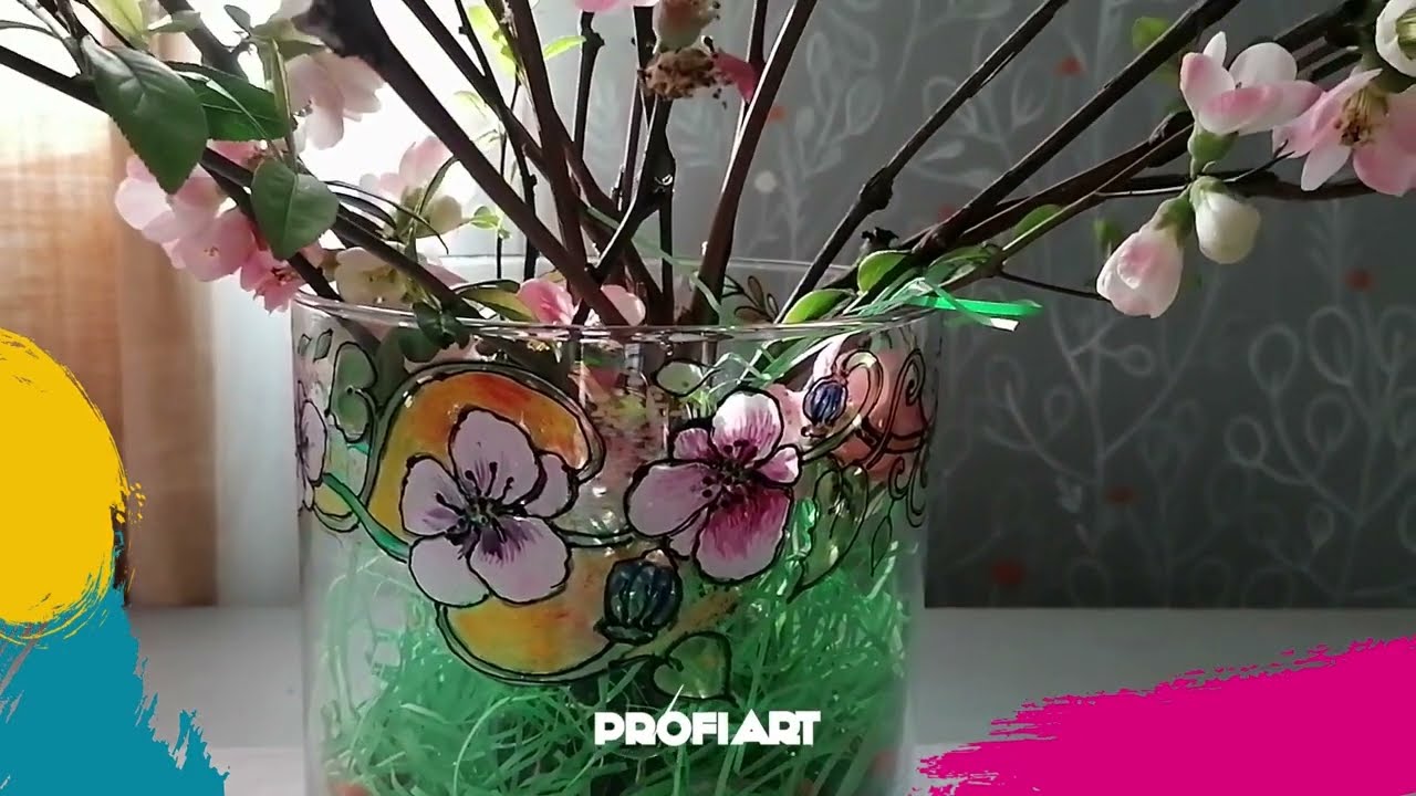 Tutorial: aranjament masa de Paste cu vaza pictata manual si oua colorate