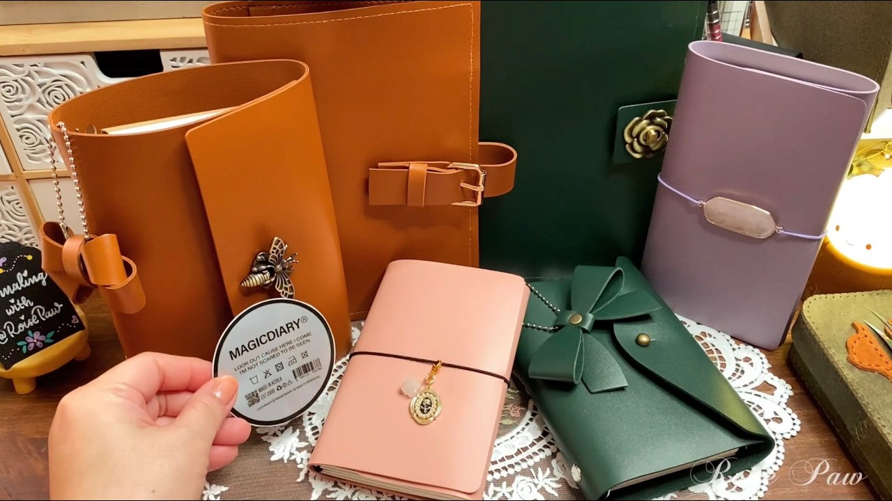 ASMR | Beautiful Journaling Pouches and New Notebooks from MAGICDIARY | Relaxing Unboxing & Collage