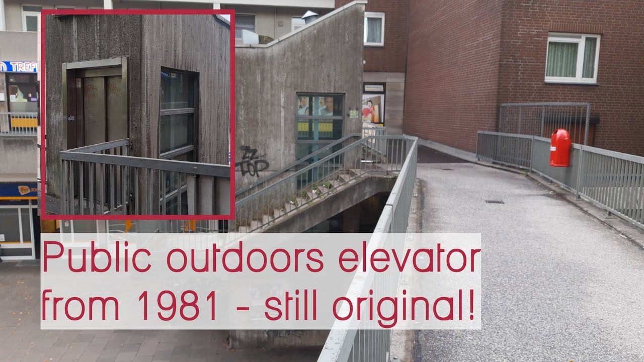 Rare original 1981 Leichsenring outdoors elevator in Hamburg Billstedt, Germany