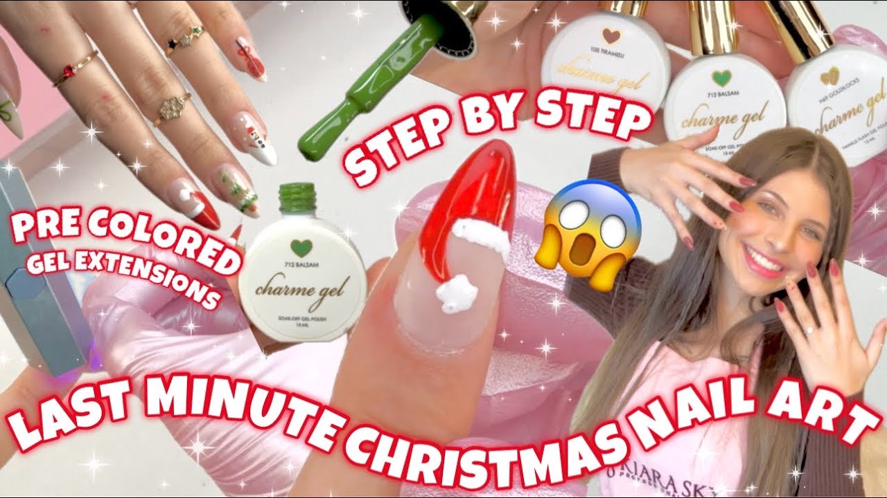 EASY *STEP BY STEP* CHRISTMAS NAIL ART COMPILATION | PRE COLORED GEL X NAILS | DIY NAIL TUTORIAL