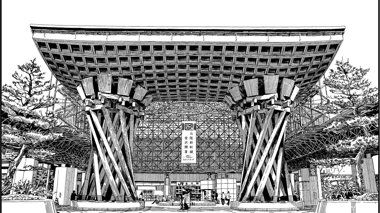 クリスタで金沢駅を描いてみた。漫画背景メイキング・トレスでの描き方