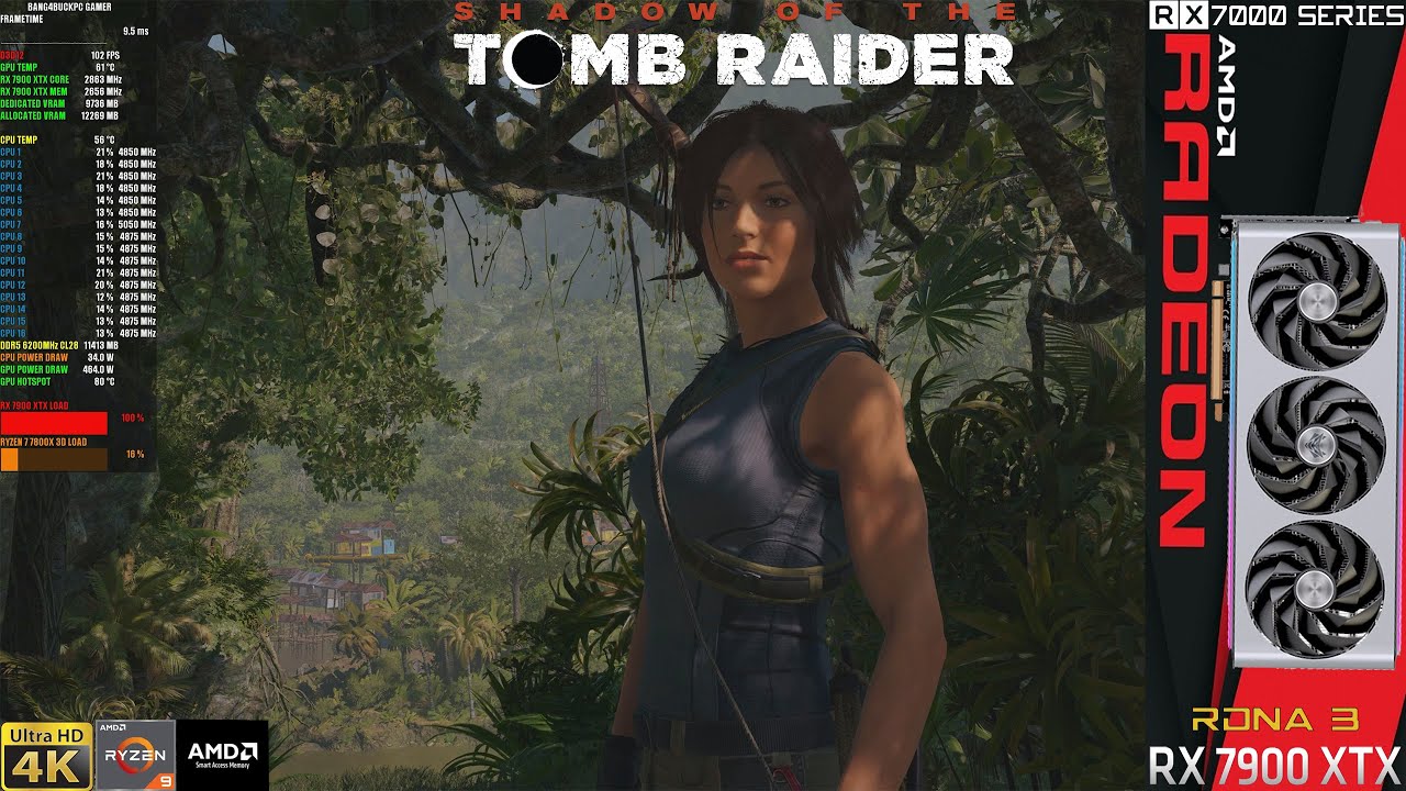 Shadow Of The Tomb Raider Ultra Ray Tracing 4K | 7900 XTX | R7 7800X 3D