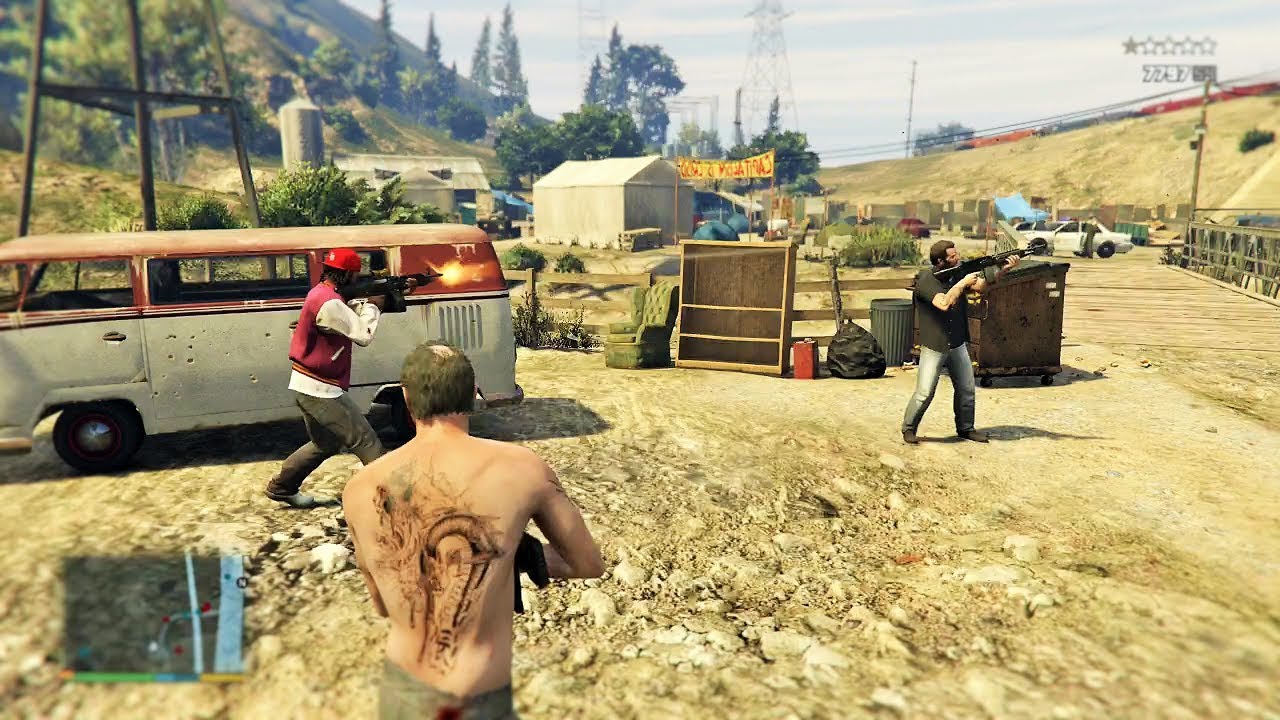 GTA 5 - Franklin, Michael and Trevor Five Star Escape From DIGNITY VILLAGE # 27
