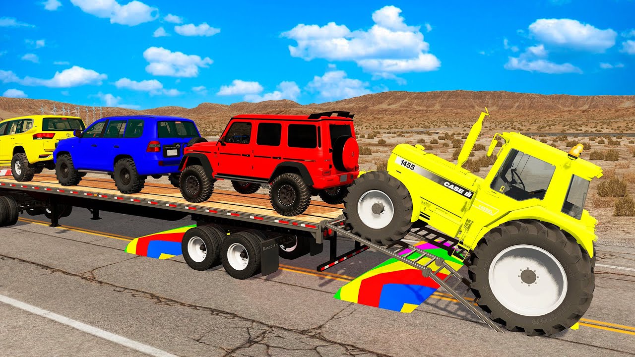 Flatbed Truck Mcqueen | Transportation with Truck - Pothole vs Car #27 - BeamNG.Drive