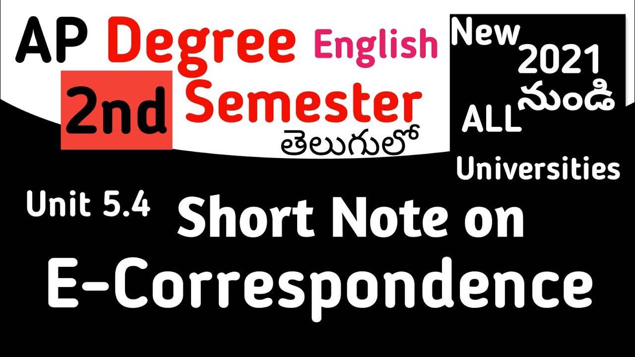 Note on E Correspondence in Telugu  I new Degree Semester 2 English lessons