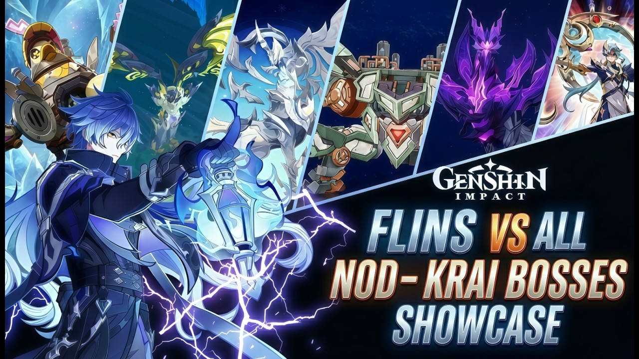 Flins vs. All Nod-Krai Bosses | Full Showcase | Genshin Impact