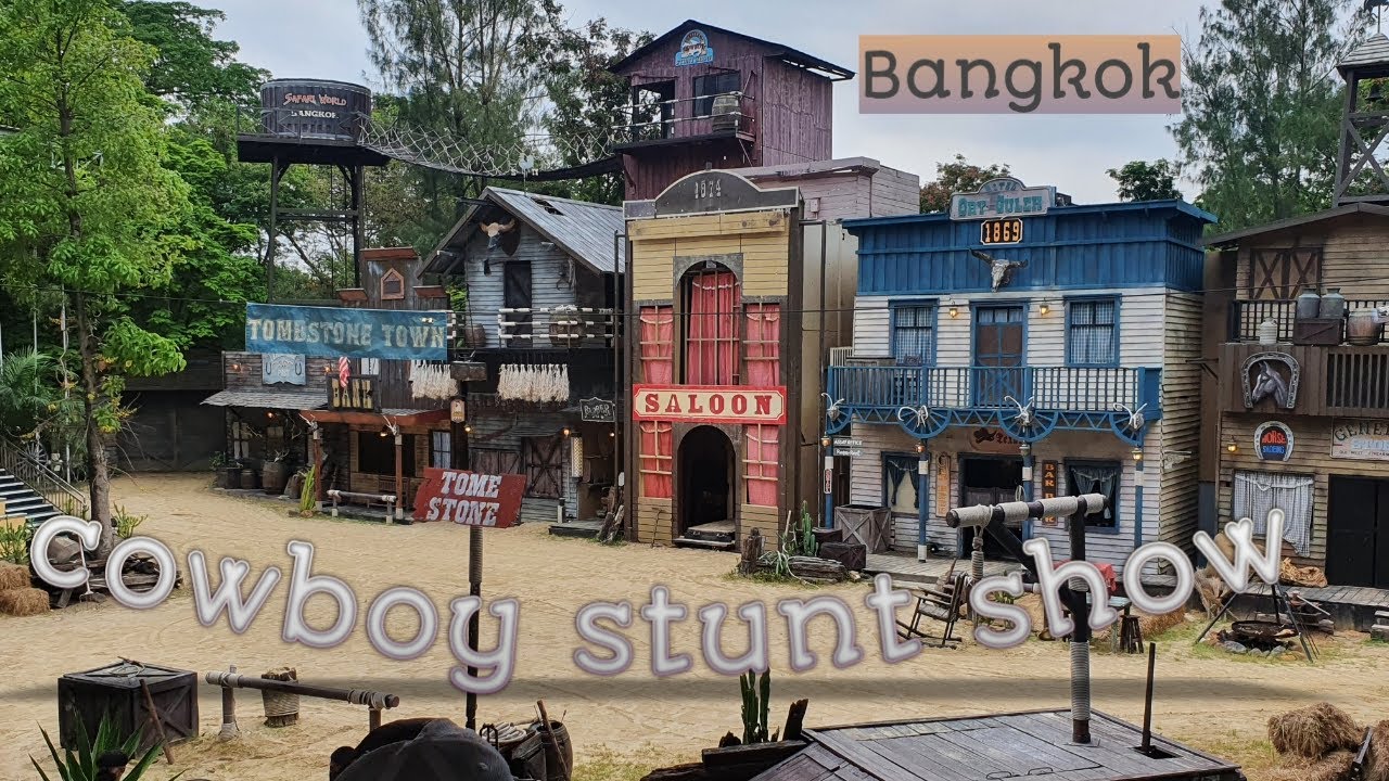 Cowboy stunt show at safari world Bangkok,Thailand- Funny show with real stunts