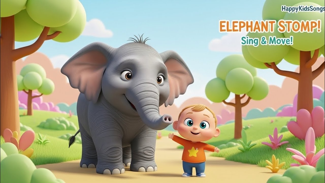 Elephant Stomp Song for Toddlers | Elephant Elephant Stomp With Me | HappyKidsSongs