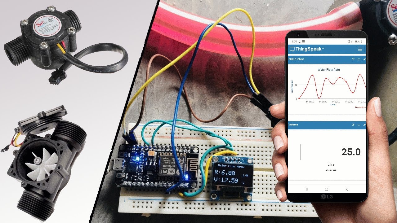 IoT Water Flow Meter using NodeMCU ESP8266 & Water Flow Sensor | Measure Water Flow Rate & Volume