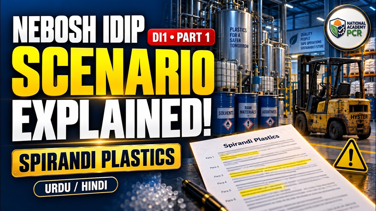 NEBOSH IDIP DI1 (Paper 1) Scenario Explained | Spirandi Plastics Part 1 | Urdu/Hindi