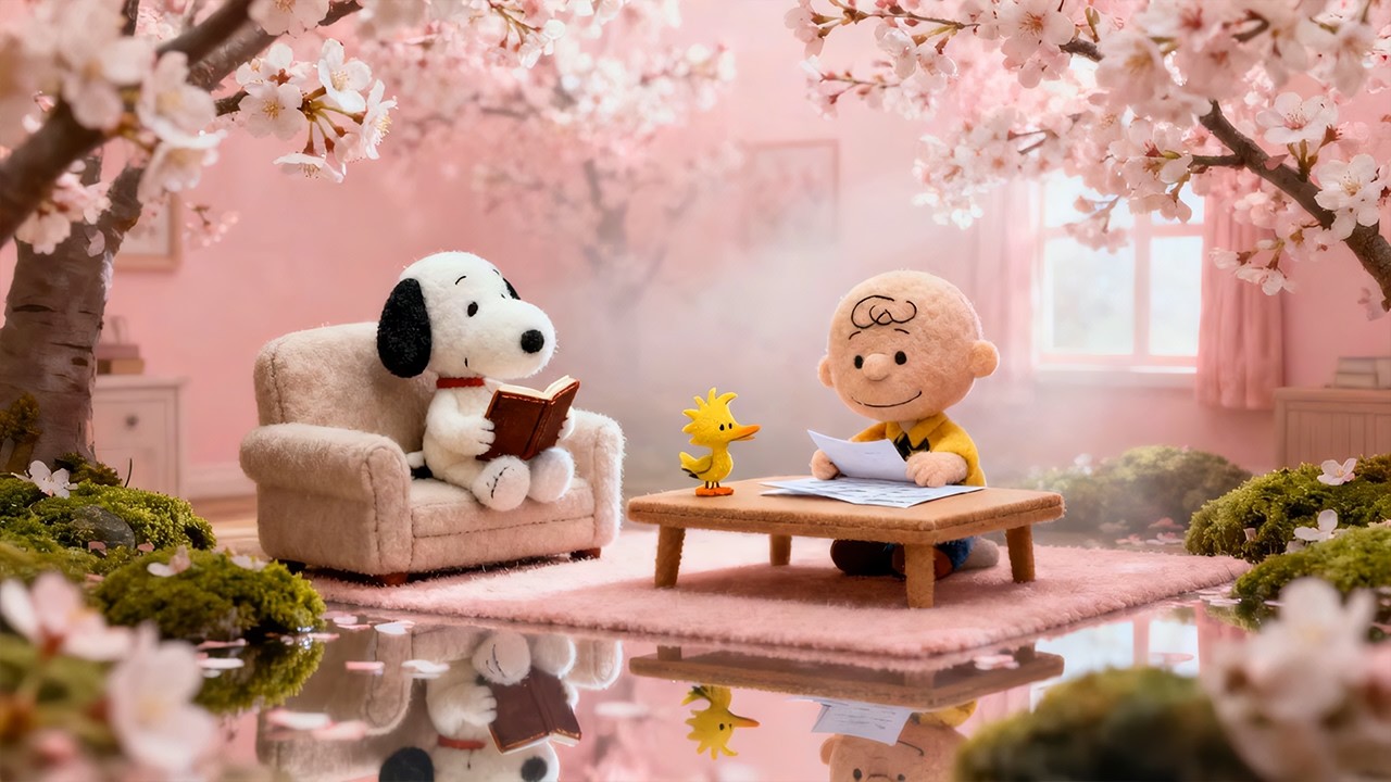🌷 Snoopy’s Cherry Blossom Study Time 🌸 Cozy Lofi for Reading & Calm
