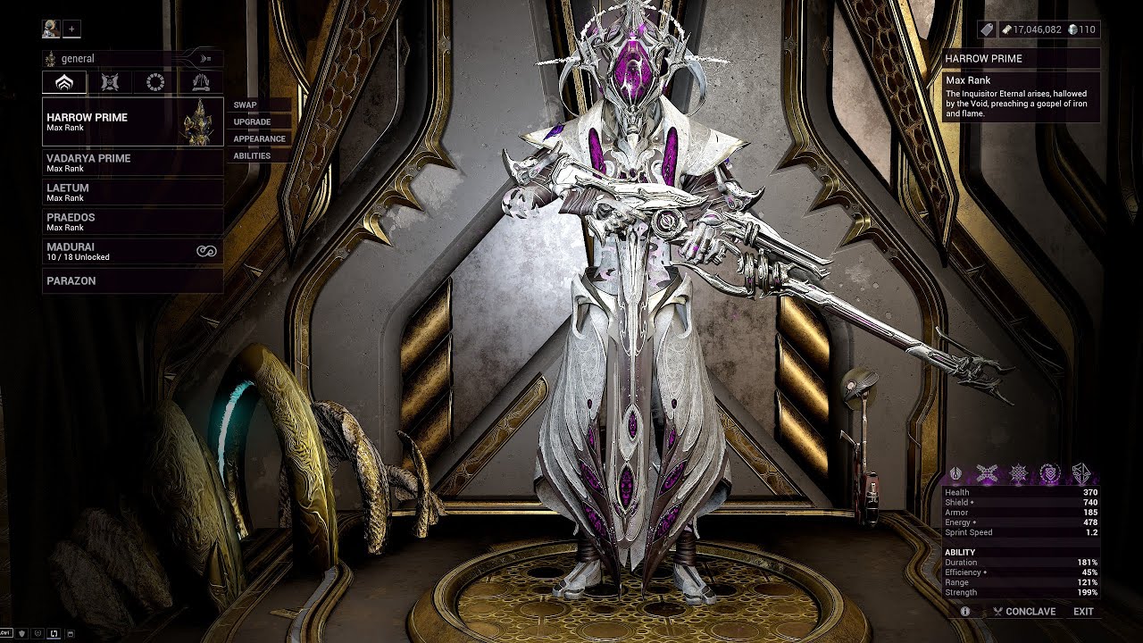 Warframe The Old Peace - Solo Steel Path Level 200 Harrow Prime + Vadarya Prime