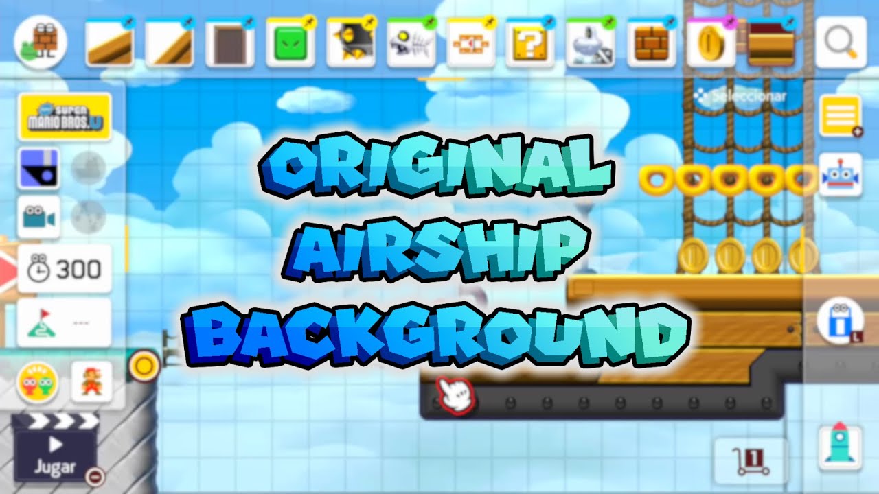 NSMBU Original Airship Background in Super Mario Maker 2
