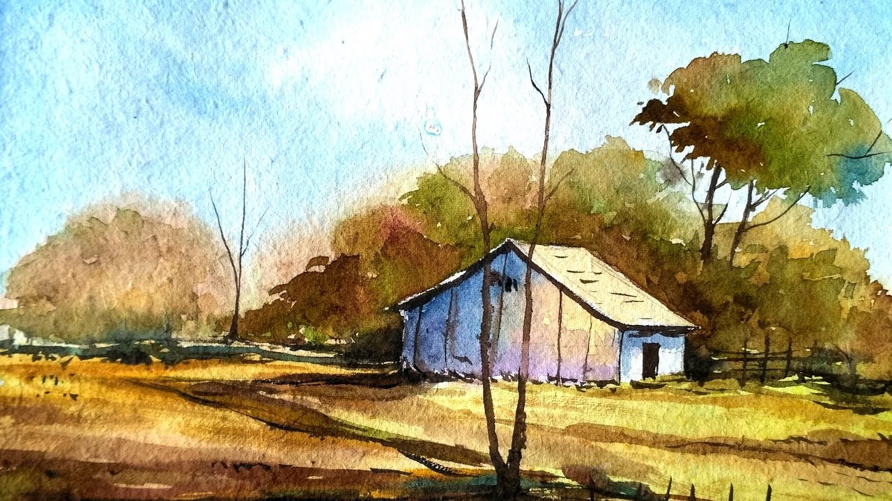 How to Draw a Village Landscape with Watercolor | Paint with david