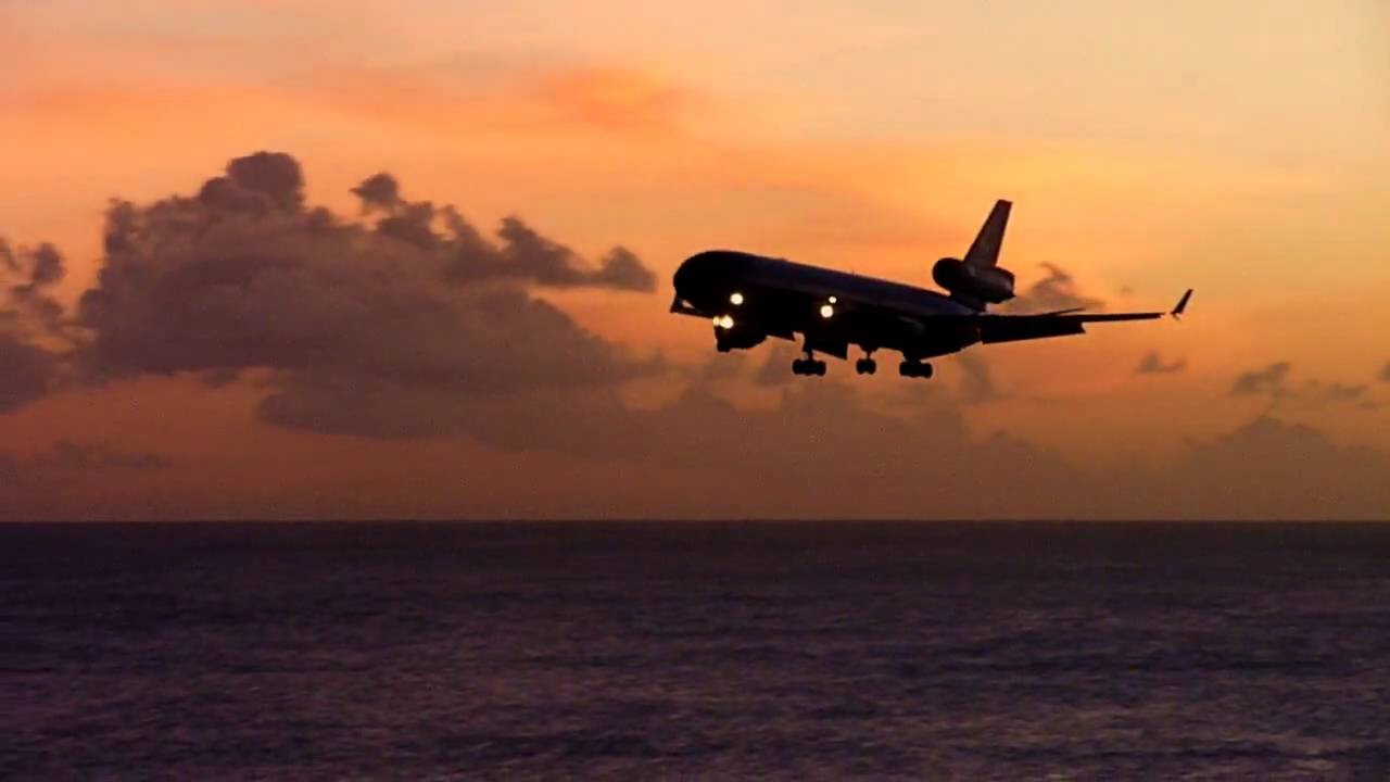 HD KLM MD11 landing at sunset at St Maarten (SXM)
