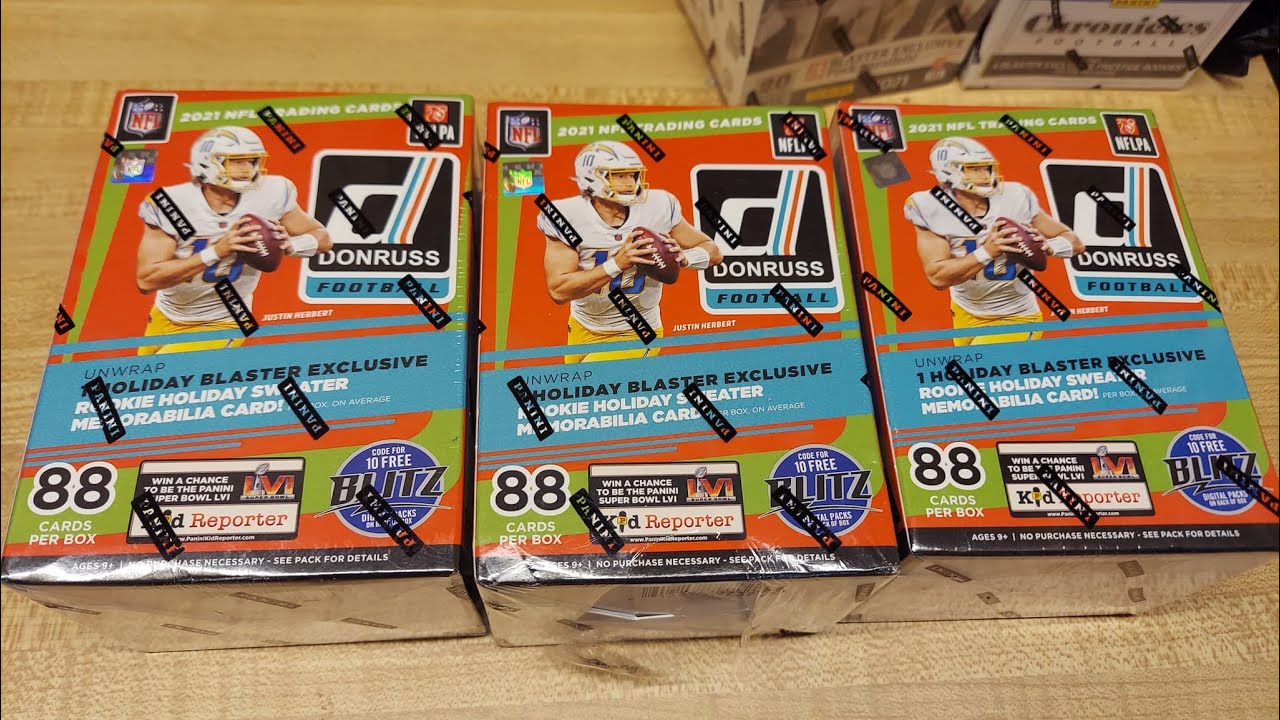 $25 Hit! Rookie QB optic pull! 2021 Donruss Football Holiday Blaster Box Opening panini mystery box