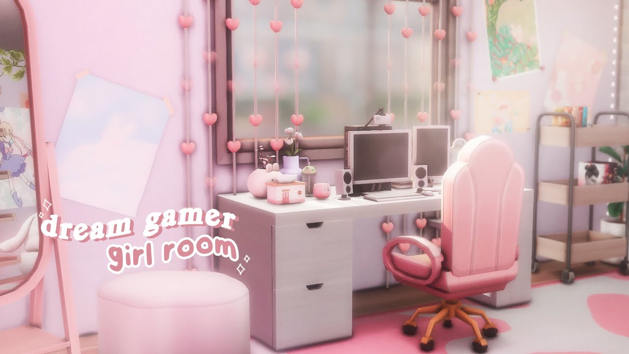 building my dream gamer girl room in the sims 4 ♡