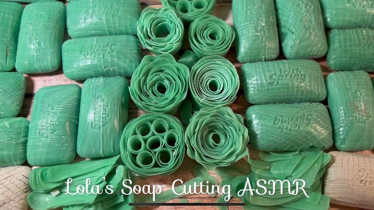 ASMR soap cutting,💚Giant Irish Spring set 🍀🍀Soap cubes, diamonds, roses and chips!! super crunchy